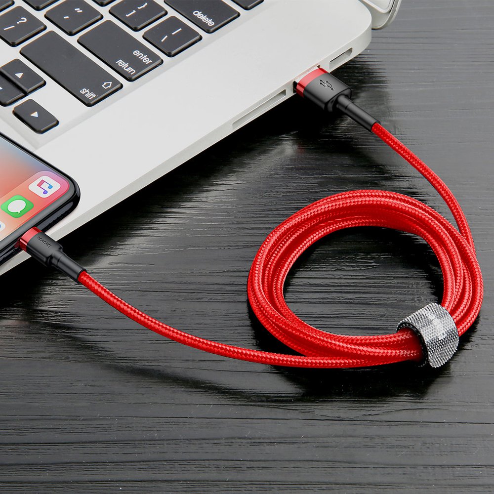 Kabel USB Baseus Cafule 3m 2A Lightning czerwony APPLE iPad 10.2 2020 / 6