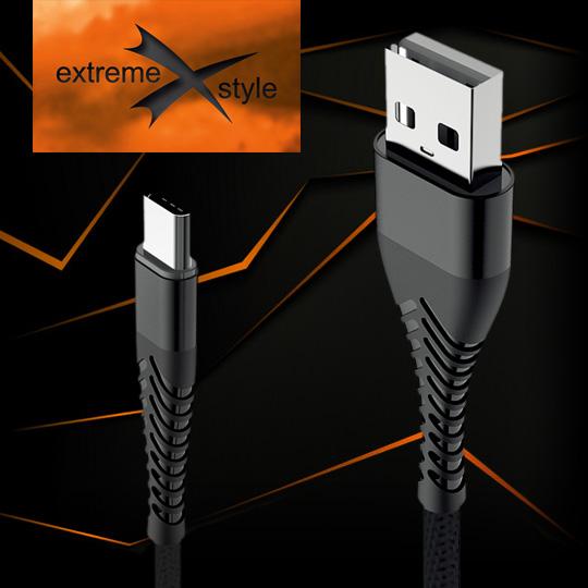 Kabel USB eXtreme Spider 3A 2m Typ-C czarny MOTOROLA Moto Z2 Force / 3