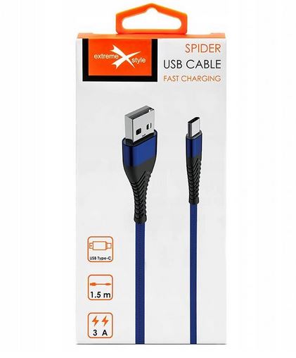 Kabel USB eXtreme Spider 3A 2m Typ-C niebieski Google Pixel 7 / 2