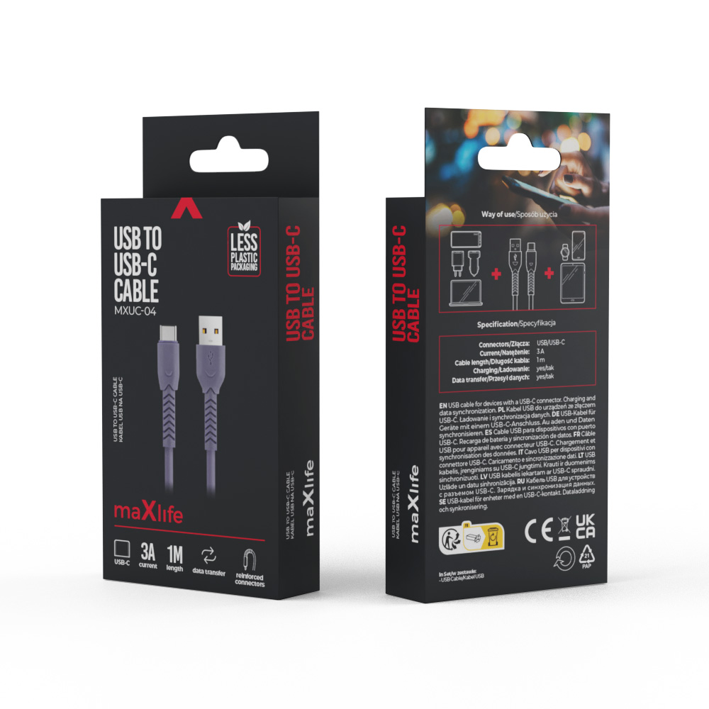 Kabel USB 1m 3A USB - Typ-C fioletowy SAMSUNG Galaxy A32 / 6 Kabel USB 1m 3A USB - Typ-C fioletowy SAMSUNG Galaxy A32 / 6