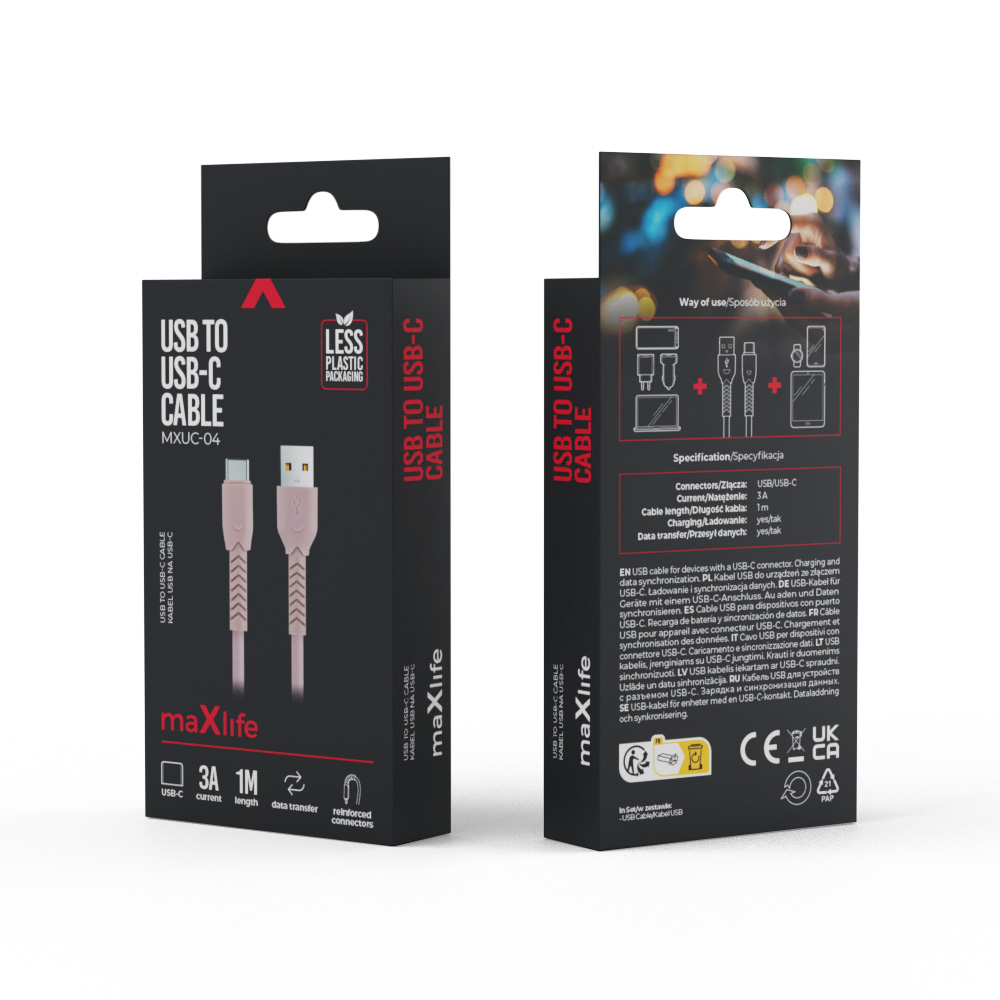 Kabel USB 1m 3A USB - Typ-C różowy SAMSUNG Galaxy A04s / 6 Kabel USB 1m 3A USB - Typ-C różowy SAMSUNG Galaxy A04s / 6