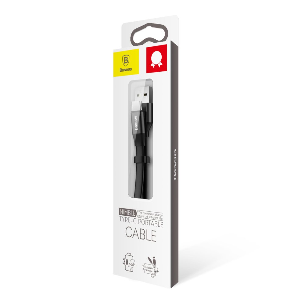 Kabel USB Baseus Nimble płaski 2A 23cm Typ-C czarny Google Pixel 4a 5G / 4
