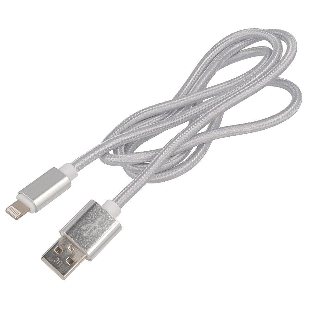 Kabel USB sznurkowy srebrny 1m Lightning APPLE iPhone 12