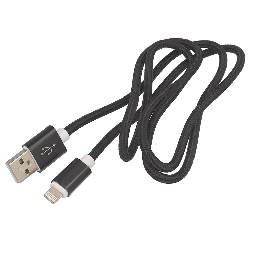 Kabel USB sznurkowy czarny 1m Lightning APPLE iPhone 11 Pro Max