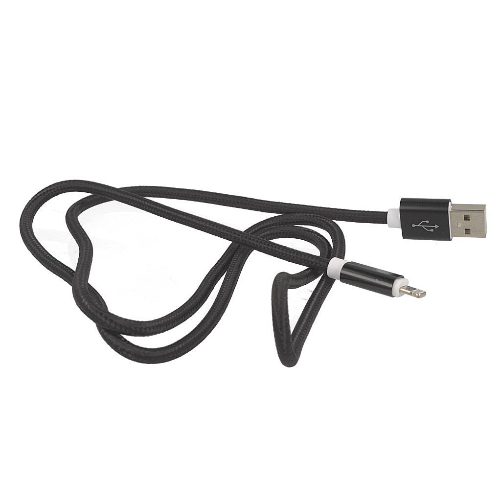 Kabel USB sznurkowy czarny 1m Lightning APPLE iPhone 8 / 2