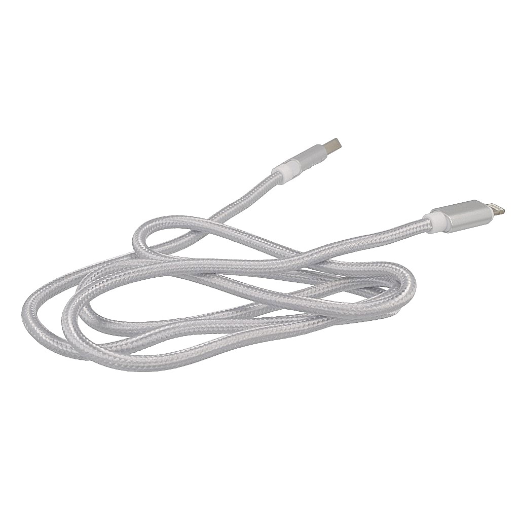 Kabel USB sznurkowy srebrny 1m Lightning APPLE iPhone 12 / 2