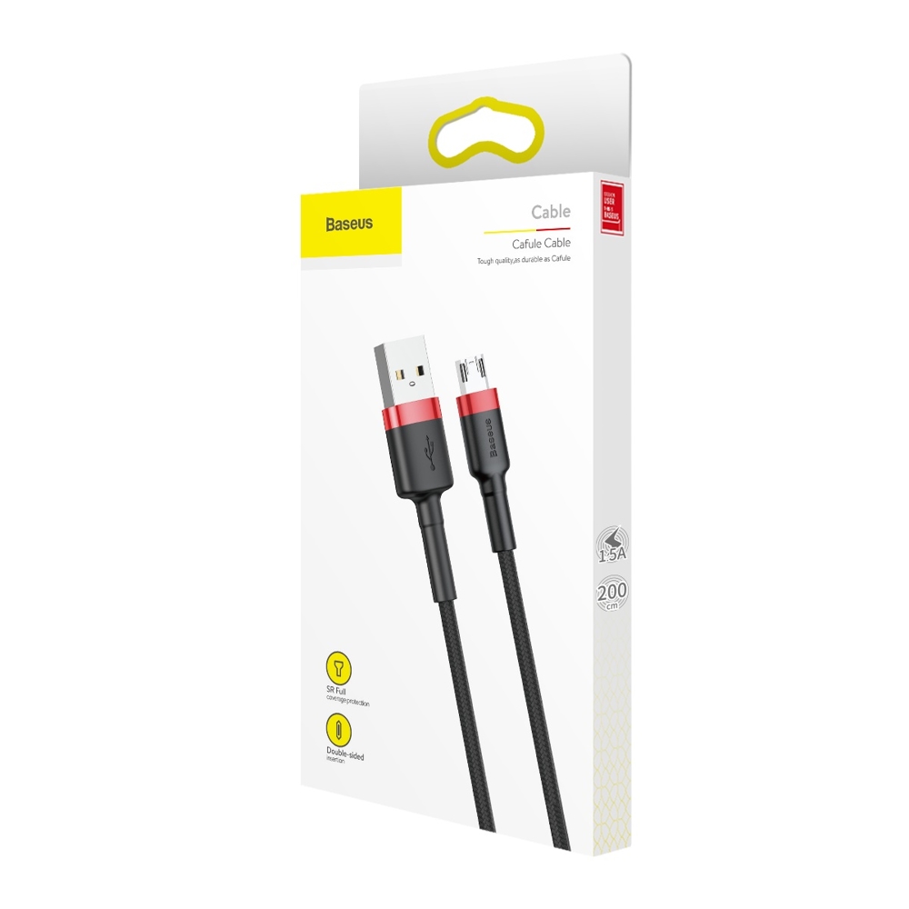 Kabel USB Baseus Cafule 2m 1.5A microUSB czarno-czerwony Oppo A31 / 11