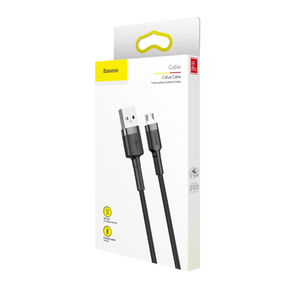 Kabel USB Baseus Cafule 2m 1.5A microUSB czarno-szary Xiaomi Redmi 9C / 10