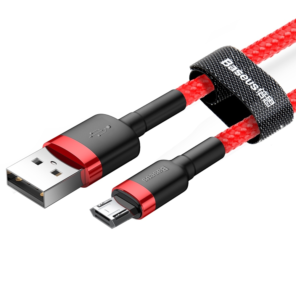 Kabel USB Baseus Cafule 1m 2.4A microUSB czerwony Meizu Note 8 / 7