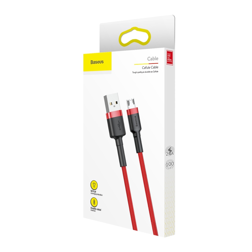 Kabel USB Baseus Cafule 1m 2.4A microUSB czerwony HUAWEI Y6 / 9