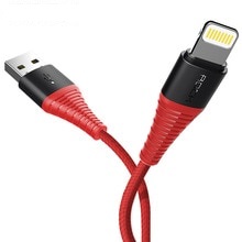 Kabel USB ROCK Hi-Tensile pleciony 2m Lightning czerwony APPLE iPad 10.2 cala 2019
