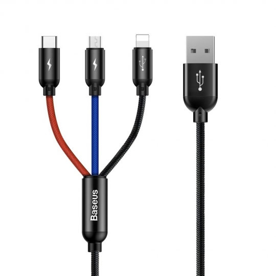 Kabel USB Baseus 3w1 3.5A 1.2m Lightning - Typ-C - microUSB LG X400