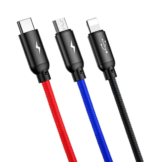 Kabel USB Baseus 3w1 3.5A 1.2m Lightning - Typ-C - microUSB LG X400 / 6