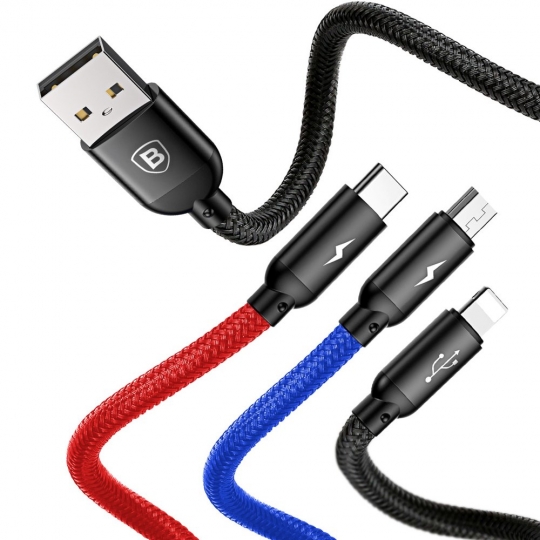 Kabel USB Baseus 3w1 3.5A 1.2m Lightning - Typ-C - microUSB myPhone Hammer PLUS / 7