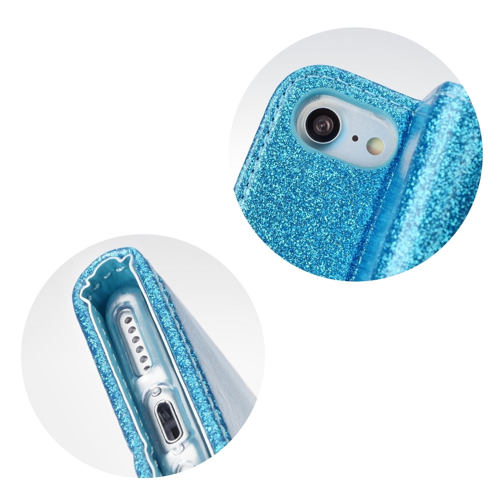 Pokrowiec etui brokatowe z klapk niebieskie SAMSUNG Galaxy A72 / 3