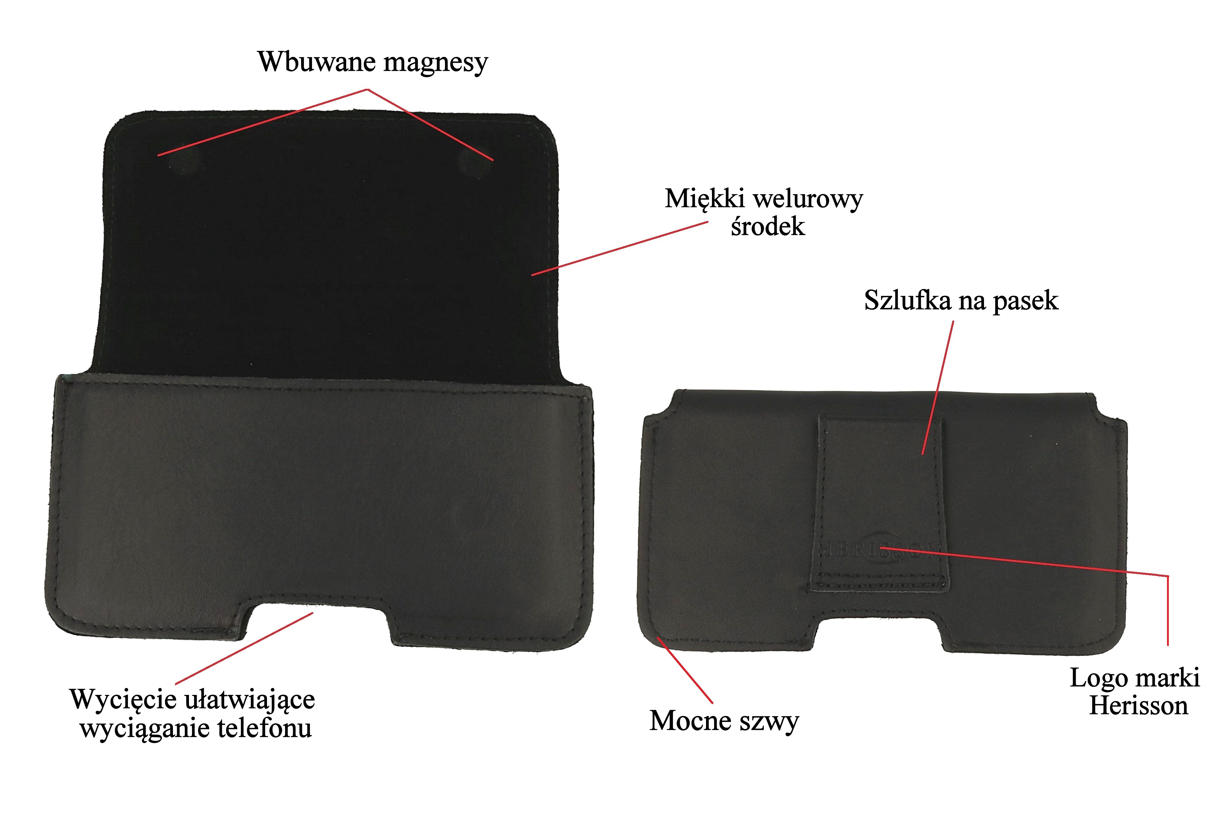 Pokrowiec kabura skrzana do paska pozioma czarna ASUS Zenfone 3 Max ZC553KL / 6