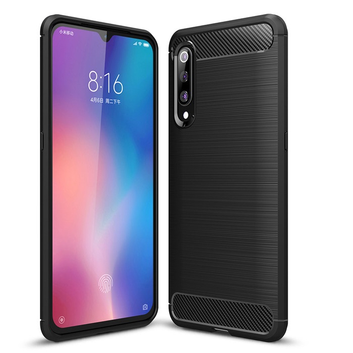 Pokrowiec etui pancerne Karbon Case czarne Xiaomi Mi 9 SE