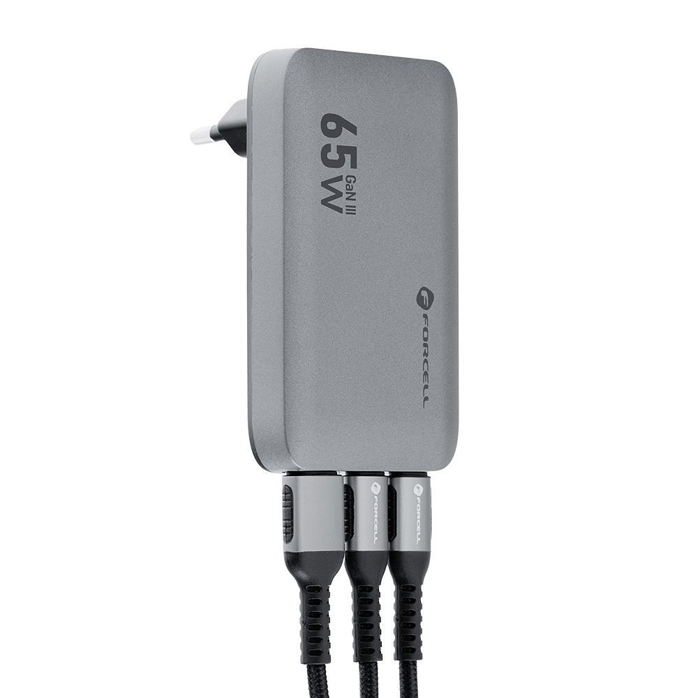 Ładowarka sieciowa Forcell F-Energy Ultra Slim GaN III 2xUSB-C + USB-A QC4.0 PD 4A 65W VT-47 szara SONY Xperia X / 3 Ładowarka sieciowa Forcell F-Energy Ultra Slim GaN III 2xUSB-C + USB-A QC4.0 PD 4A 65W VT-47 szara SONY Xperia X / 3