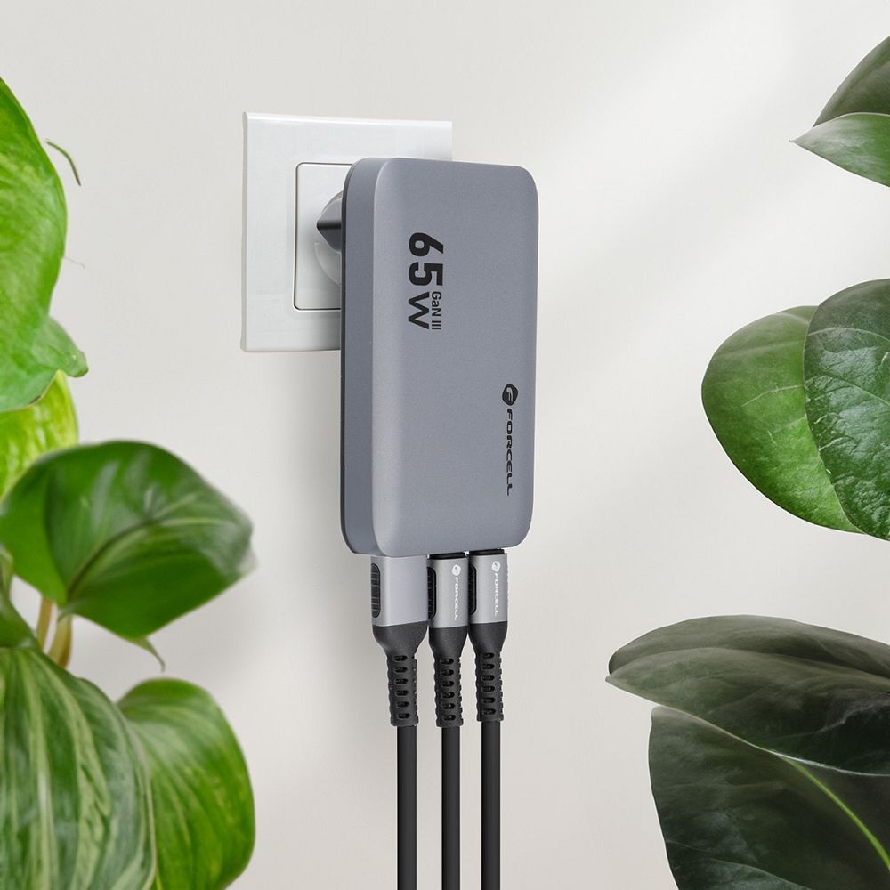 Ładowarka sieciowa Forcell F-Energy Ultra Slim GaN III 2xUSB-C + USB-A QC4.0 PD 4A 65W VT-47 szara SONY Xperia X / 7 Ładowarka sieciowa Forcell F-Energy Ultra Slim GaN III 2xUSB-C + USB-A QC4.0 PD 4A 65W VT-47 szara SONY Xperia X / 7
