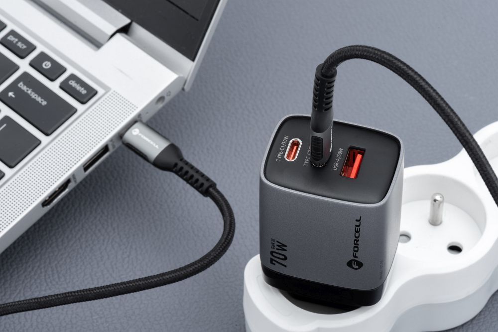Ładowarka sieciowa Forcell GaN III 70W 2xUSB-C + USB-A szara SAMSUNG Galaxy M13 5G / 10 Ładowarka sieciowa Forcell GaN III 70W 2xUSB-C + USB-A szara SAMSUNG Galaxy M13 5G / 10