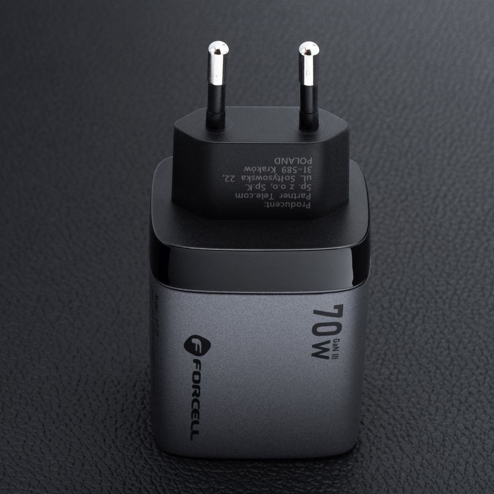 Ładowarka sieciowa Forcell GaN III 70W 2xUSB-C + USB-A szara SAMSUNG Galaxy M13 5G / 6 Ładowarka sieciowa Forcell GaN III 70W 2xUSB-C + USB-A szara SAMSUNG Galaxy M13 5G / 6