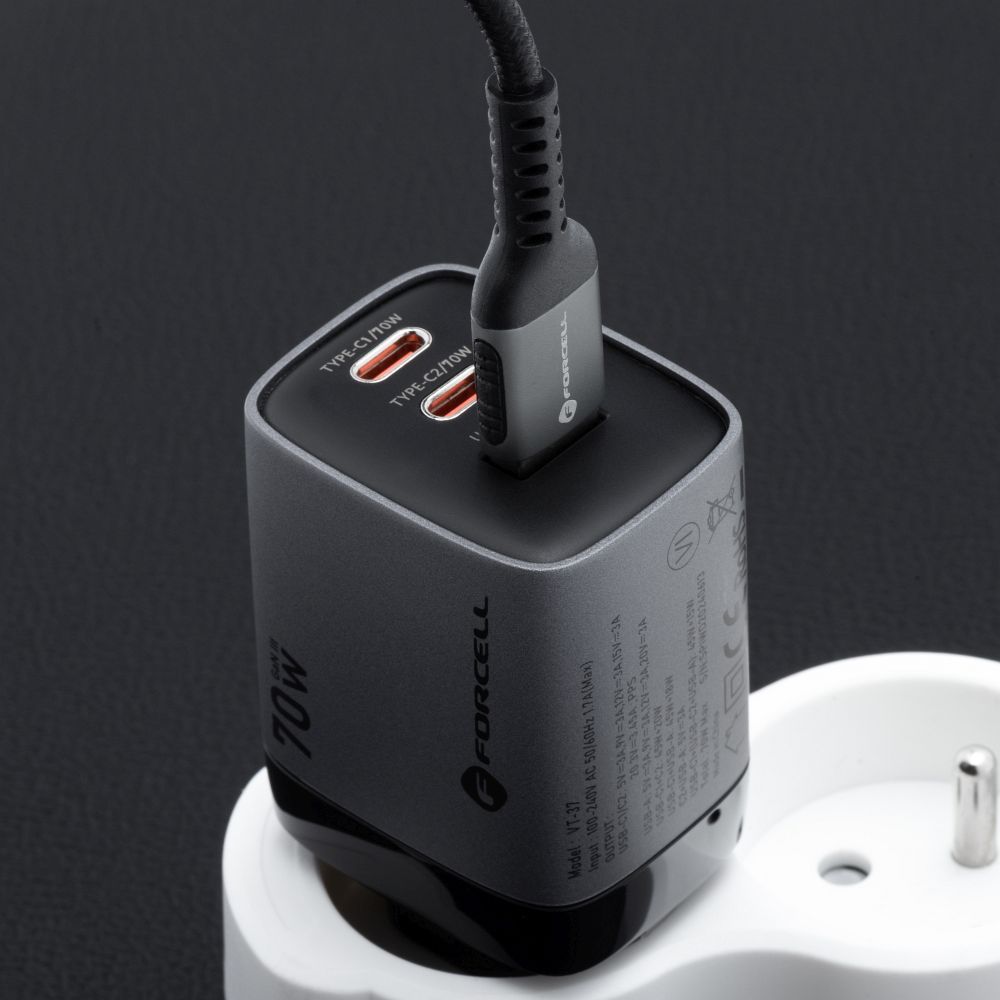Ładowarka sieciowa Forcell GaN III 70W 2xUSB-C + USB-A szara SAMSUNG Galaxy M13 5G / 8 Ładowarka sieciowa Forcell GaN III 70W 2xUSB-C + USB-A szara SAMSUNG Galaxy M13 5G / 8