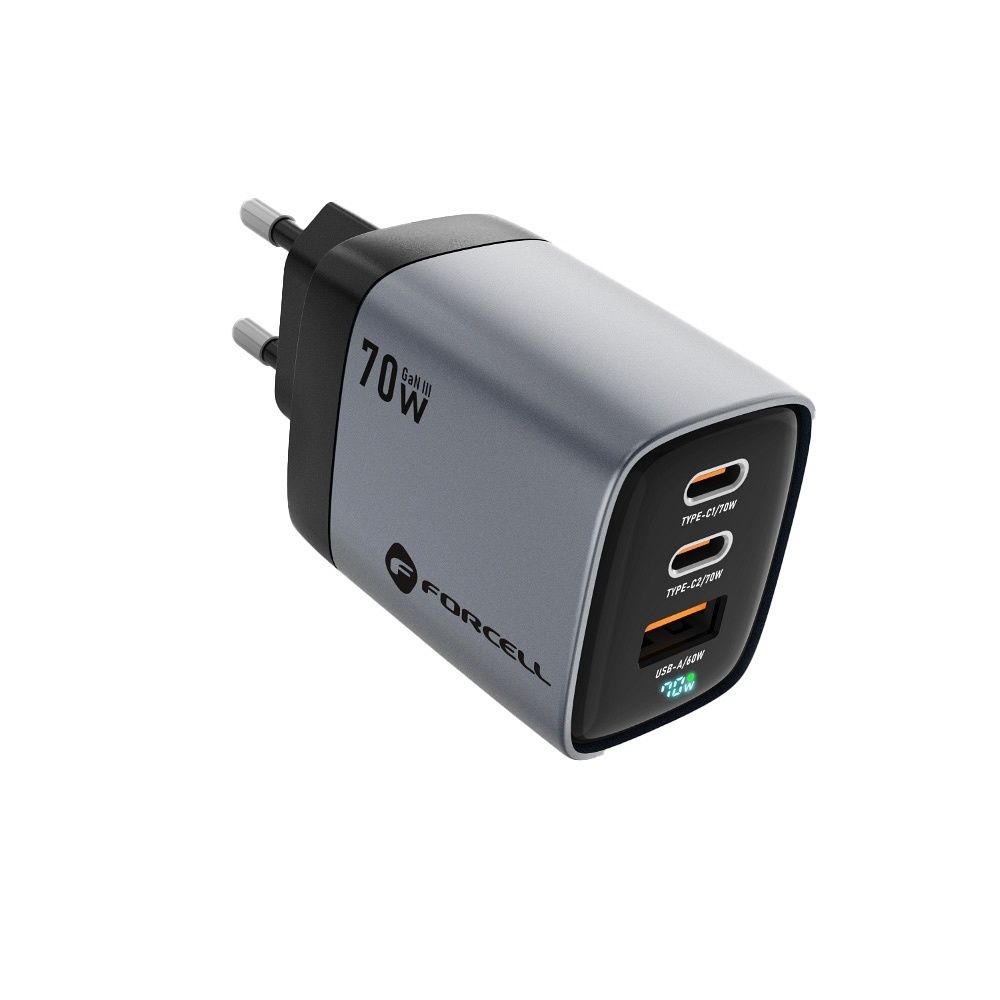 Ładowarka sieciowa Forcell GaN III 70W 2xUSB-C + USB-A szara SAMSUNG Galaxy M13 5G / 3 Ładowarka sieciowa Forcell GaN III 70W 2xUSB-C + USB-A szara SAMSUNG Galaxy M13 5G / 3