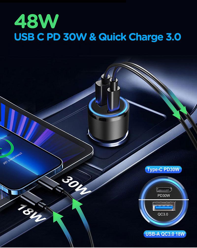 adowarka samochodowa Extreme USB Typ-C 48W CC48CU czarna Kiano Elegance 5.5 Pro / 5