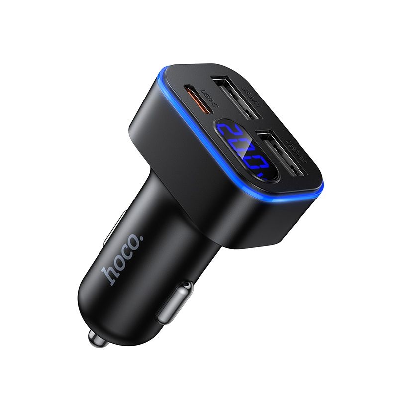 Ładowarka samochodowa Hoco z LCD 2x USB A + 1x USB C QC3.0 PD 42W Z63A czarna Realme 9i / 3 Ładowarka samochodowa Hoco z LCD 2x USB A + 1x USB C QC3.0 PD 42W Z63A czarna Realme 9i / 3
