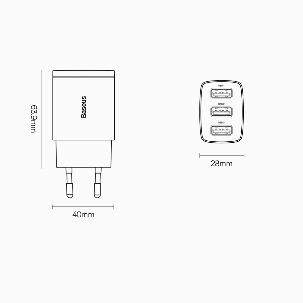 adowarka sieciowa Baseus Compact 3x USB 17W CCXJ020102 biaa HUAWEI P10 / 11