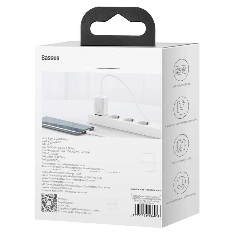 adowarka sieciowa Baseus Super Si 1C USB-C 25W Quick Charge biaa HUAWEI Y7 2019 / 5
