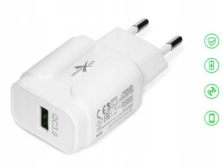 adowarka sieciowa eXtreme Ampere ATCU3QC30W+CC 3A FAST QC 3.0 + kabel USB typ-C biaa / 4