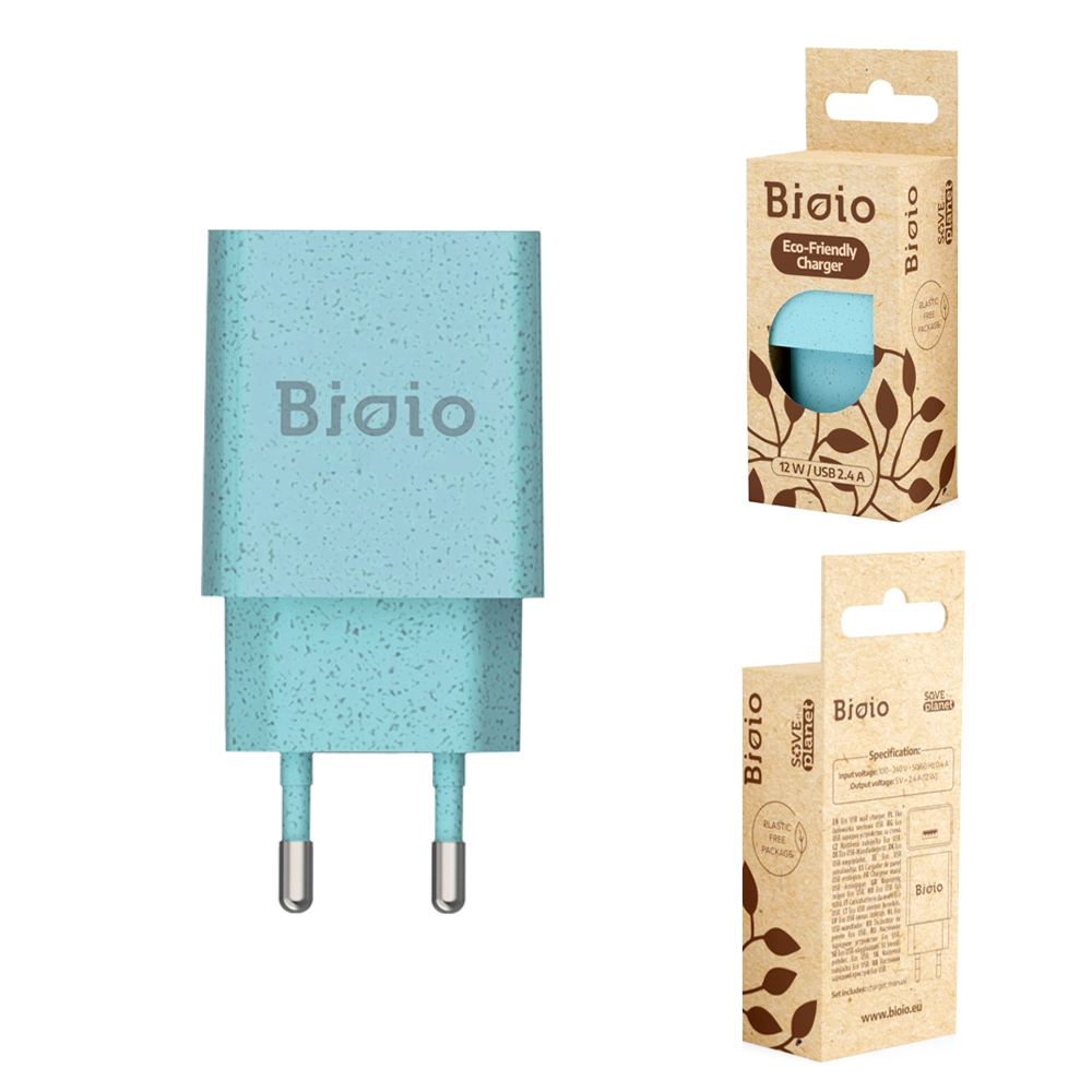 adowarka sieciowa Bioio Biodegradowalna 1xUSB 2,4A kostka niebieska APPLE iPhone SE 2020 / 7
