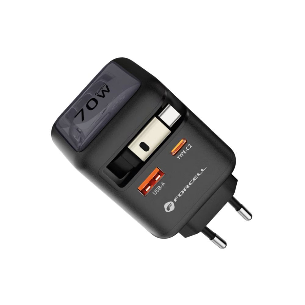 Ładowarka sieciowa Forcell F-Energy GaN USB C + USB A + zwijany kabel USB C PD QC4.0 3A 70W VT-R7 szara SAMSUNG Galaxy M12 / 2 Ładowarka sieciowa Forcell F-Energy GaN USB C + USB A + zwijany kabel USB C PD QC4.0 3A 70W VT-R7 szara SAMSUNG Galaxy M12 / 2