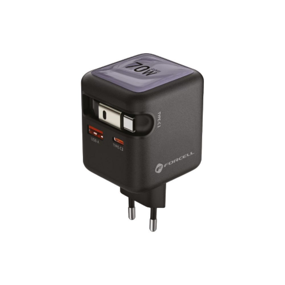 Ładowarka sieciowa Forcell F-Energy GaN USB C + USB A + zwijany kabel USB C PD QC4.0 3A 70W VT-R7 szara SAMSUNG Galaxy M12 / 3 Ładowarka sieciowa Forcell F-Energy GaN USB C + USB A + zwijany kabel USB C PD QC4.0 3A 70W VT-R7 szara SAMSUNG Galaxy M12 / 3
