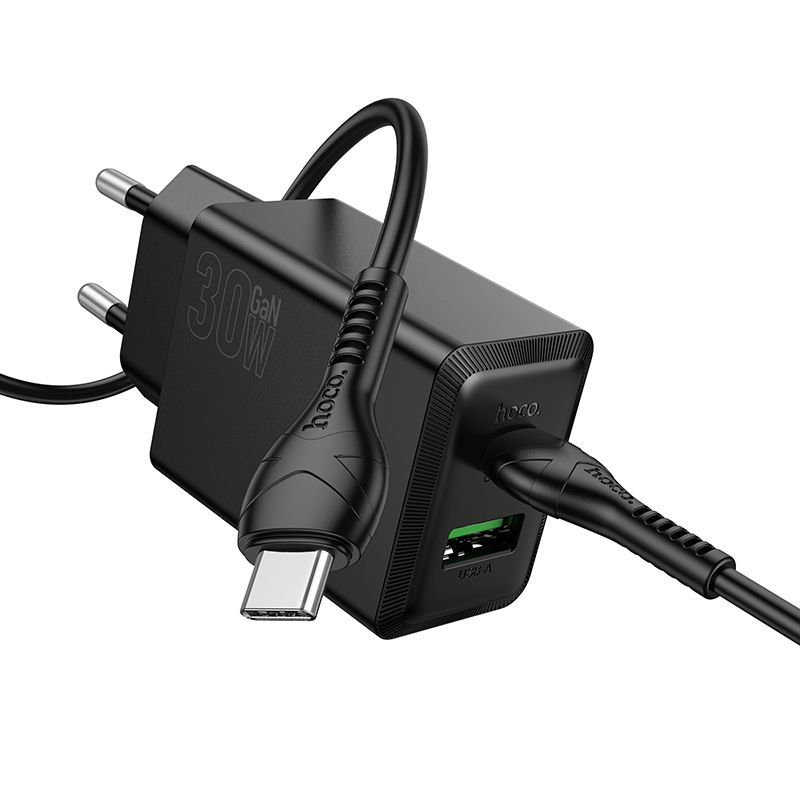Ładowarka sieciowa Hoco SB A + USB C QC3.0 PS AFC 3A 30W + kabel USB C do USB C N71 czarna MOTOROLA One Zoom Ładowarka sieciowa Hoco SB A + USB C QC3.0 PS AFC 3A 30W + kabel USB C do USB C N71 czarna MOTOROLA One Zoom