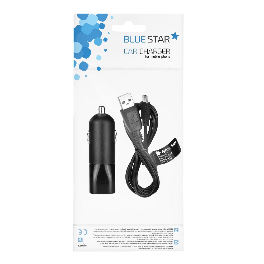 adowarka samochodowa Blue Star Micro USB 2A z odpinanym kablem MOTOROLA E5 Play Go