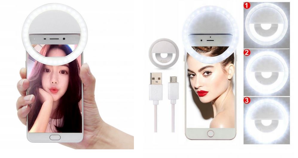 Statyw wysignik selfie Lampka piercieniowa LED biaa HUAWEI Y6 II Compact / 3