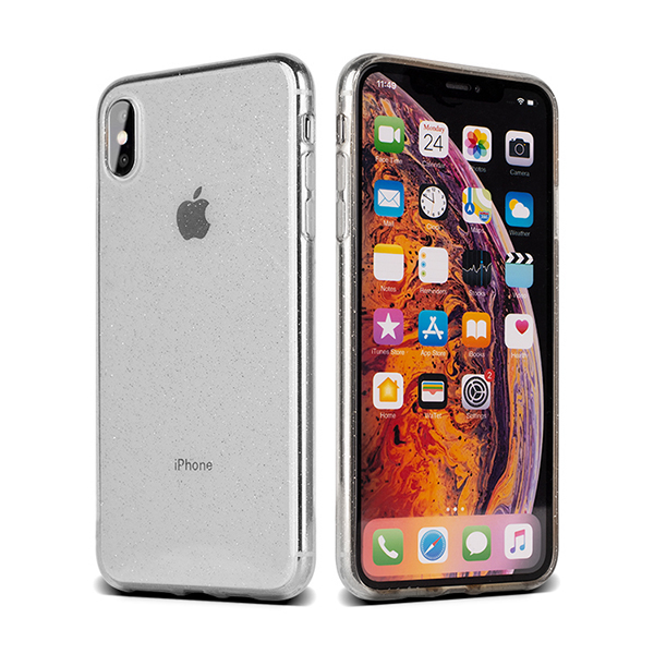 Pokrowiec etui silikonowe Crystal Glitter Case srebrne APPLE iPhone XS