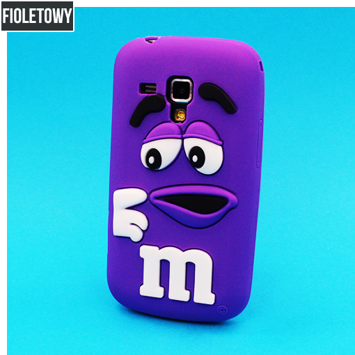 Pokrowiec etui silikonowe 3D M&M fioletowe SAMSUNG Galaxy S III mini VE