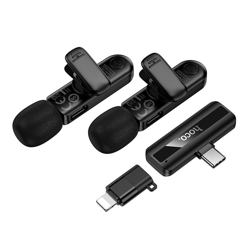 Mikrofon bezprzewodowy podw�jny Lightning / USB C Hoco L20A czarny / 5