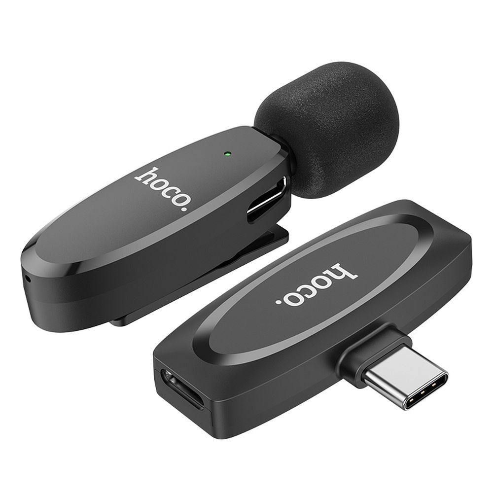 Mikrofon krawatowy bezprzewodowy USB-C Hoco L15 czarny Xiaomi Poco X4 GT / 5 Mikrofon krawatowy bezprzewodowy USB-C Hoco L15 czarny Xiaomi Poco X4 GT / 5