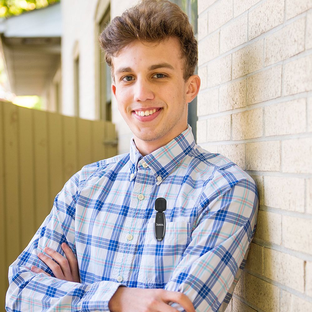 Mikrofon krawatowy bezprzewodowy USB-C Hoco L15 czarny Xiaomi Poco X4 GT / 8 Mikrofon krawatowy bezprzewodowy USB-C Hoco L15 czarny Xiaomi Poco X4 GT / 8