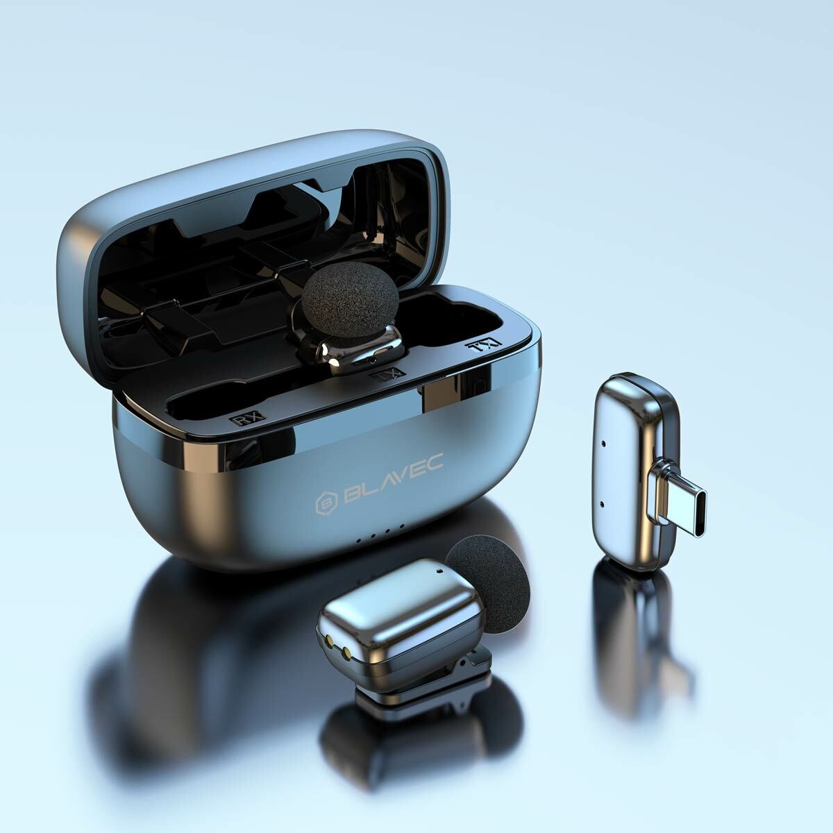 Mikrofon Blavec Bezprzewodowy Krawatowy x 2 MK-03 ClipGo Typ-C srebrny HUAWEI Mate 9 Porsche Design / 4 Mikrofon Blavec Bezprzewodowy Krawatowy x 2 MK-03 ClipGo Typ-C srebrny HUAWEI Mate 9 Porsche Design / 4