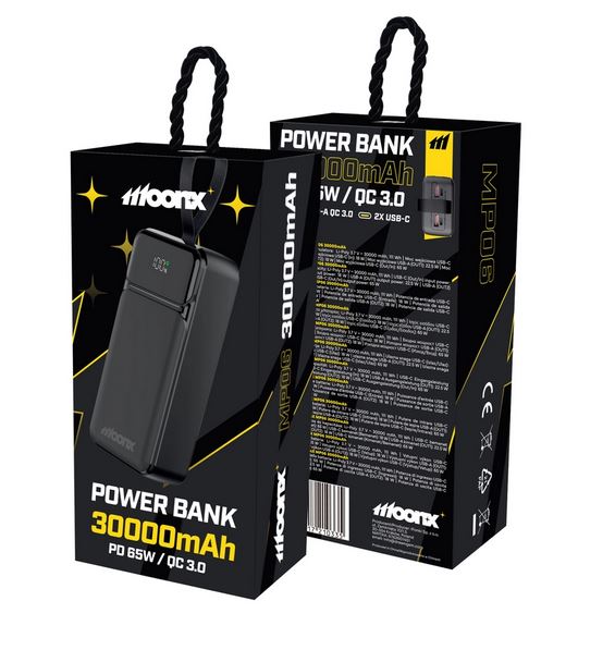 Power bank MOONX MP06 65W 2xUSB-C 2xUSB QC3.0 30000mAh czarny SAMSUNG Galaxy S22 / 4