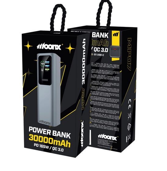 Power bank MOONX MP07 PD 165W 2xUSB-C 1xUSB QC3.0 22.5W 30000mAh srebrny SAMSUNG Galaxy S10e / 2