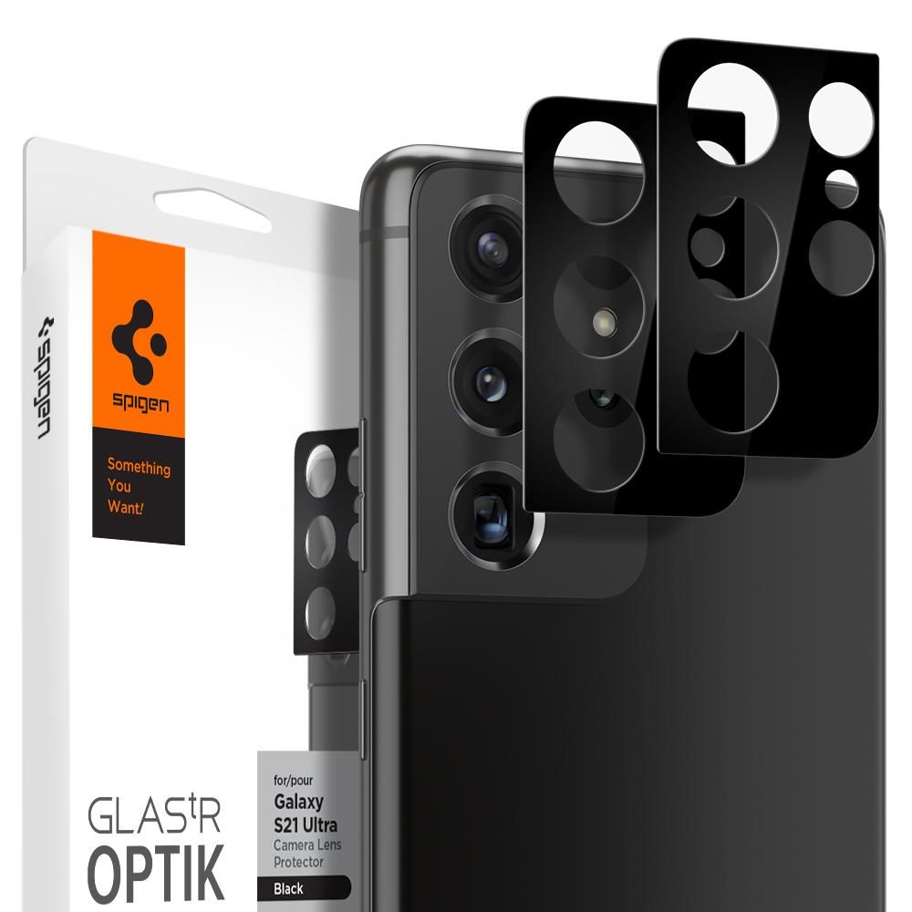 Szko hartowane na aparat Spigen Optik.tr Camera Lens czarne SAMSUNG Galaxy S21 Ultra