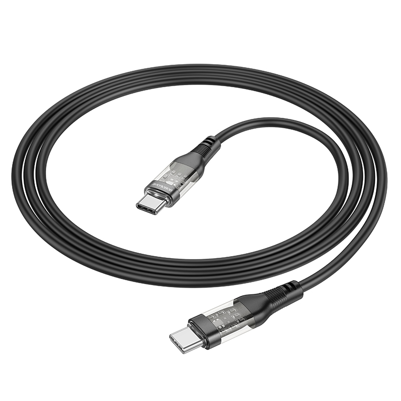 Kabel USB Borofone BU37 Transparent Exploration Typ-C na Typ-C 60W 1,2m czarny Xiaomi 14 Ultra / 2