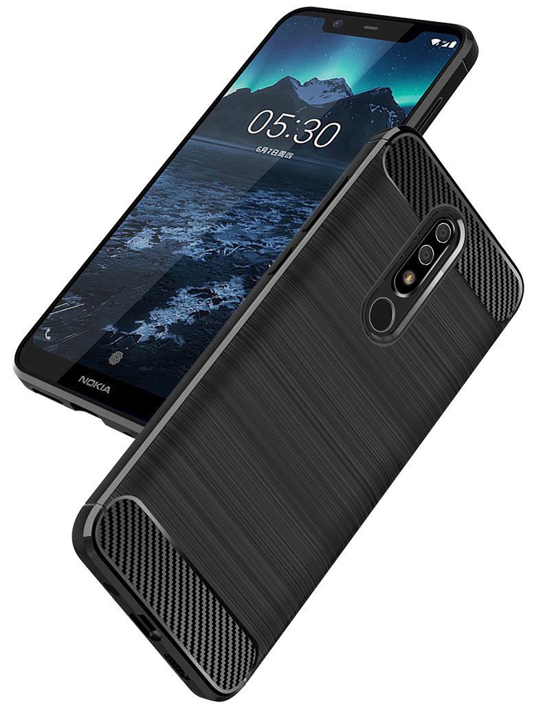 Pokrowiec etui pancerne Karbon Case czarne NOKIA X5 2018 / 7