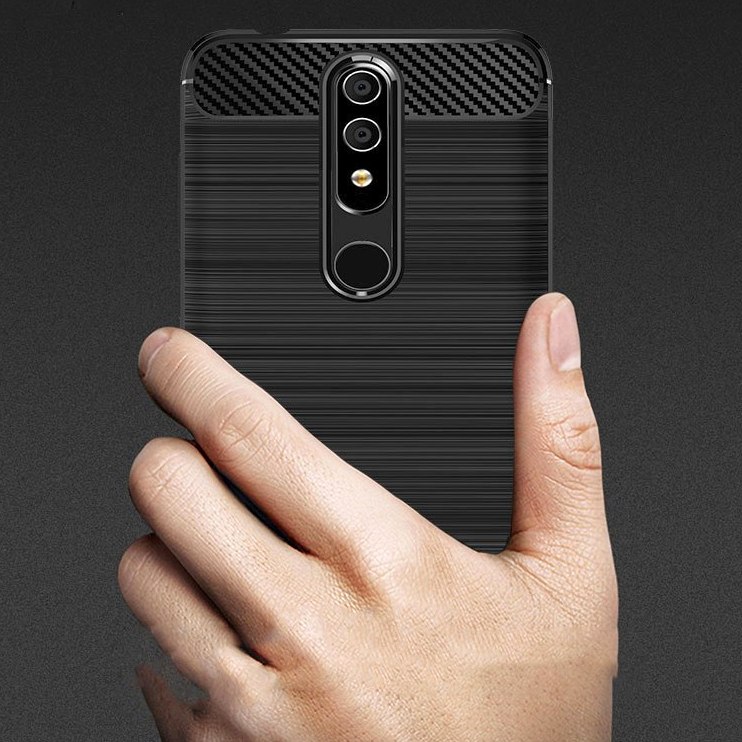 Pokrowiec etui pancerne Karbon Case czarne NOKIA X5 2018 / 6